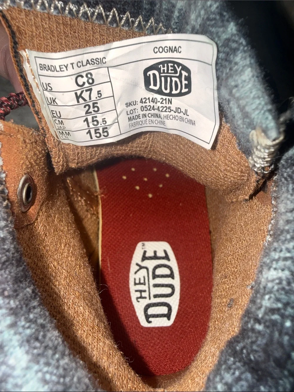 Hey Dude Brown Kids Boot with Red Lace Accents